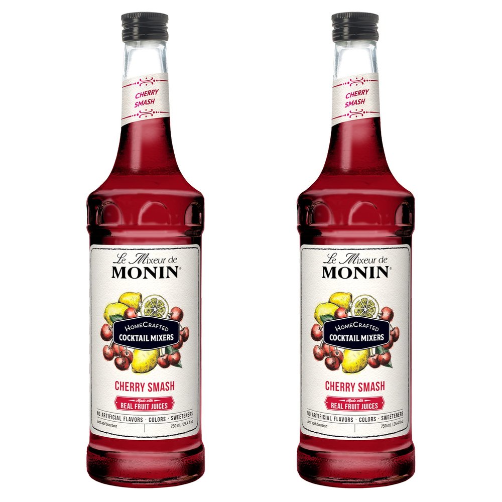 Monin - HomeCrafted Cherry Smash Cocktail Mixer, Ready-to-Use Drink Mix, Sweet & Citrusy Flavor, Just Add Bourbon, Perfect for Cocktails & Iced & Frozen Beverages (750 ml, 2-Pack)