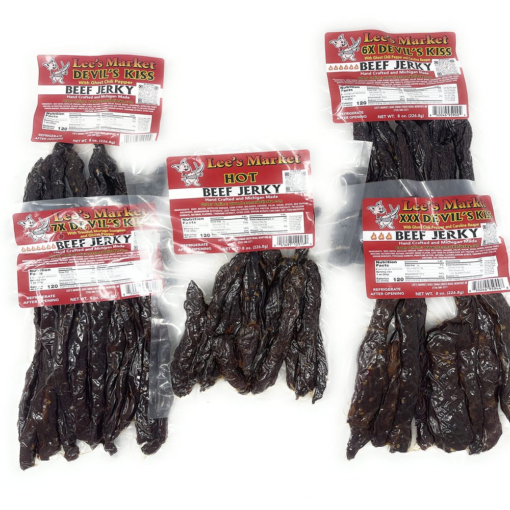Lee's Market Drop It Like It's Hot Bundle Beef Jerky - Soft & Tender - Healthy Low Carb, Gluten-Free Snack - Paleo & Keto-Friendly - Michigan Made Handcrafted Jerky - Specialty Gourmet Meat Snacks