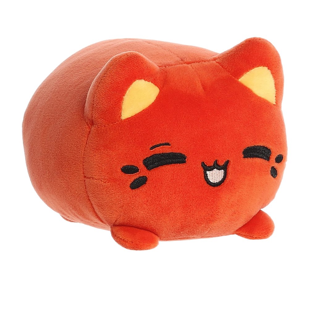 Aurora Enchanting Tasty Peach Thai Tea Meowchi Stuffed Animal - Bright & Colorful Design - Showpiece Plush - Red 7 Inches