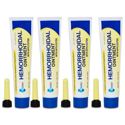 Globe Hemorrhoidal Ointment, Phenylephrine HCl, Petrolatum, Mineral Oil, Relief from Burning, Itching and Discomfort of Hemorrhoids, 2 Ounces (4 Pack)