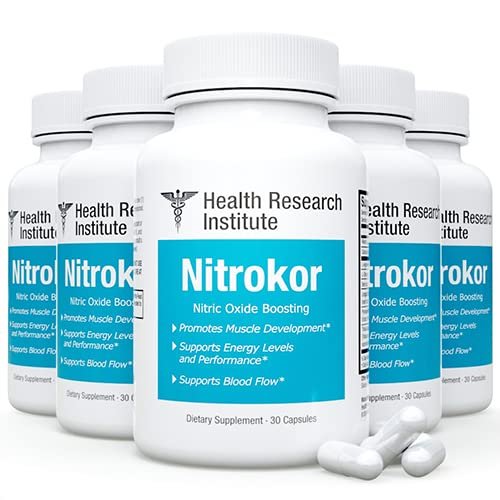 Nitrokor - Nitric Oxide Boosting - New Improved Formula - 5 Bottles 150 Capsules - Official Manufacturer - Official Nitrokor (5)