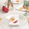 EcoQuality 9" inch Round Hammered Clear Plastic Dinner Plates with Gold Rim - China Like Party Plates, Heavy Duty Large Disposable Charger Salad Plate Weddings, Serveware, Tableware (60 PACK) view 2