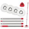 O-Cedar Spin Mop Replacement Head Set with Base and 30" to 58" Handle, Combo Set Includes 4 Pack Mop Refills view 1