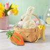 12PCS Easter Carrot Shape Gift Bags, Carrot Velvet Drawstring Bag Basket Candy Bags, Packaging Drawstring Bag Candy Gift Wrap Bags for Easter Cookie Party Favors Supplies view 3