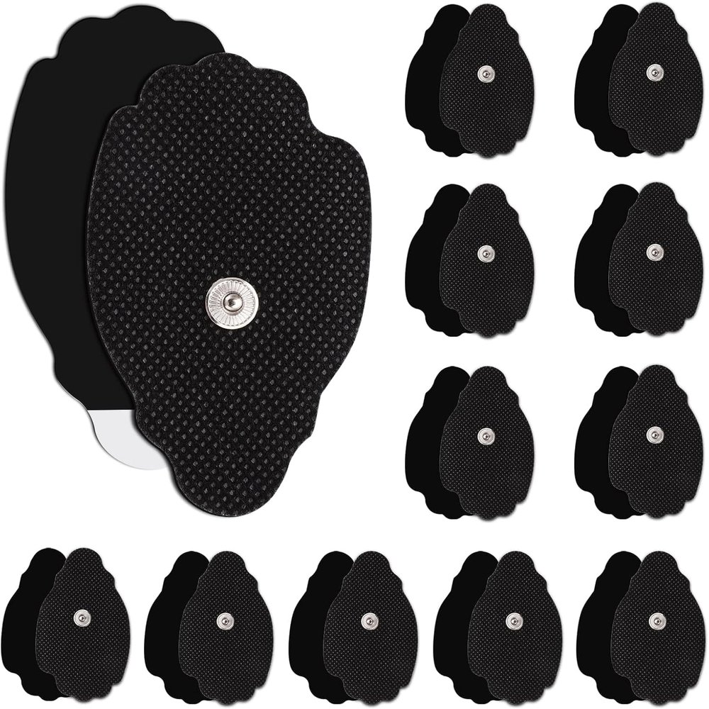 24 Pcs Electrodes Pads for Tens Unit, Reusable Long-Lasting Self-Adhesive Non-Irritating Tens Replacement Patches with Standard 3.5mm Snap-on Connector, Compatible with Belifu, Brilnurse TENS, Black