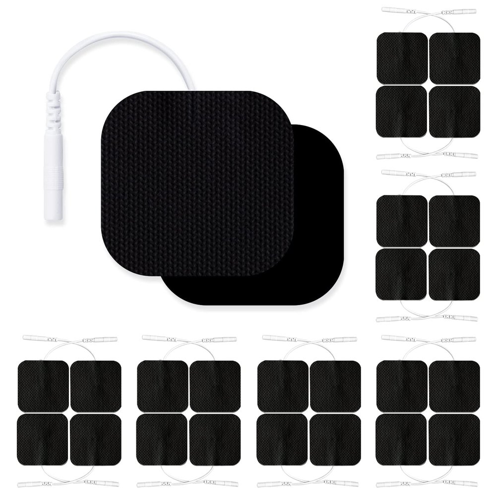 24 Pack 2" x 2" TENS Unit Replacement Pads Reuse More Than 45 Times, Upgraded Self-Adhesive Pads Compatible with AUVON, TENS 7000, Black