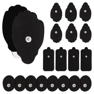 20 Pcs Combo Electrodes Pads for Tens Unit, Reusable Self-Adhesive Latex-Free Non-Irritating Replacement Patches with Standard 3.5mm Snap-on Connector, Compatible with Belifu, Brilnurse TENS, Black