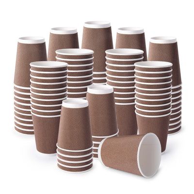 JOYCODE [12OZ 400(120)(150)(920) SETS Brown Disposable Premium Insulated Paper Ripple Hot Coffee Paper Cups(Only Cups) (400)