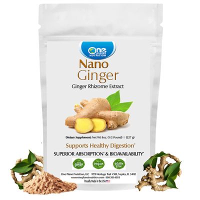 One Planet Nutrition Nano Ginger Root Powder 8 oz (227 Servings), Ginger Root Extract, Nano for Superior Absorption, Enhances Digestive Health, Excipient-Free, Non-GMO, Vegan, Gluten Free