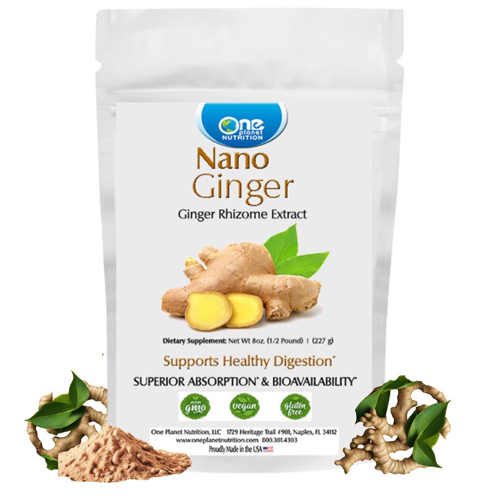 One Planet Nutrition Nano Ginger Root Powder 8 oz (227 Servings), Ginger Root Extract, Nano for Superior Absorption, Enhances Digestive Health, Excipient-Free, Non-GMO, Vegan, Gluten Free