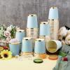 Funtery Light Blue Paper Cups 9 oz Light Blue Disposable Cups for Baby Shower Bridal Shower Wedding Party Supplies Coffee Tea Hot Cold Beverage with Gold Foil Scalloped Border view 3