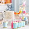 Funtery Light Blue Paper Cups 9 oz Light Blue Disposable Cups for Baby Shower Bridal Shower Wedding Party Supplies Coffee Tea Hot Cold Beverage with Gold Foil Scalloped Border view 4