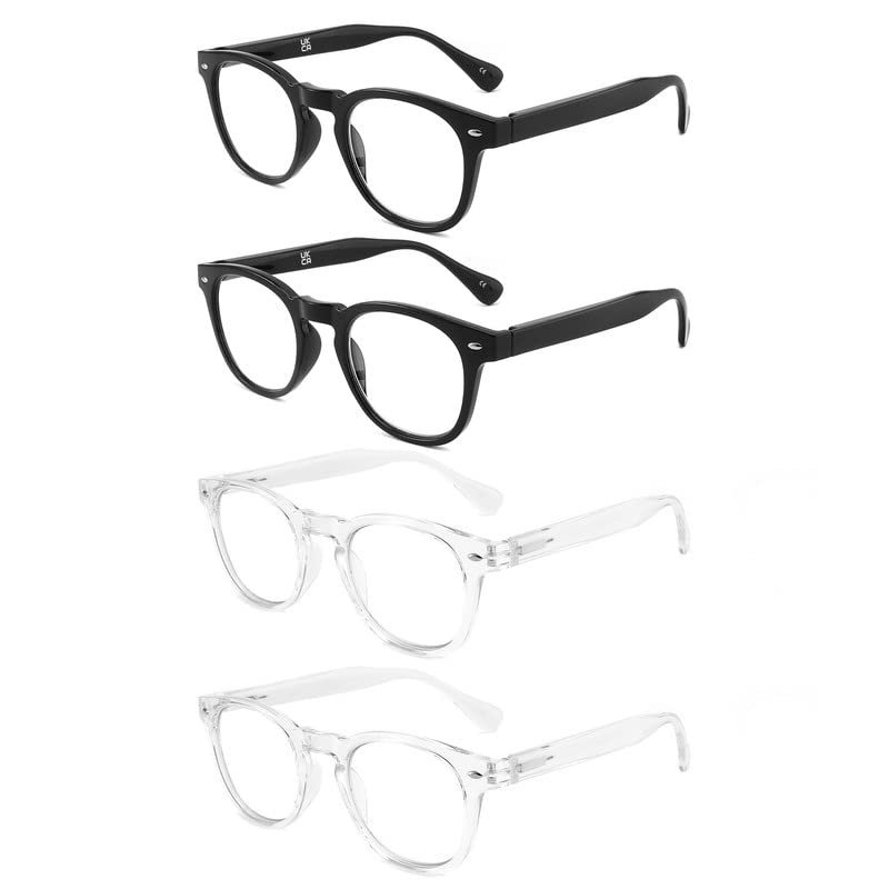 25DU Reading Glasses for Women Men Blue Light Blocking Readers Classic Round Frame with Spring Hinge Anti Eyestrain/Glare Computer Eyeglasses +2.5