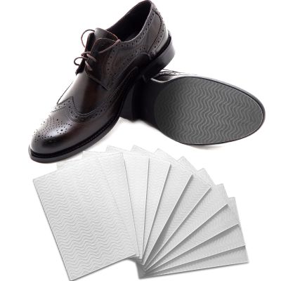 10 Pcs Non Slip Sole Protector Pads Anti Skid Treads 3.1 x 5.1 Inches Adhesive Grip Pads Rubber for Bottom of Men Women Shoes Heels or Boots Replacement (Clear, Wave)