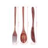 Wooden Spoon Fork Knife Cutlery Set, 6Pcs Reusable Wooden Spoons and Forks Natural Wooden Utensils for Eating Wooden Dinner Utensil Set view 4