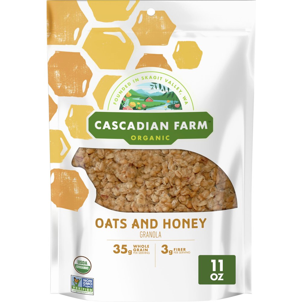 Cascadian Farm Organic Granola, Oats and Honey Cereal, Resealable Pouch, 11 oz