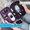 Tandem Diabetes Supply Case with insulated pocket. Organize your t:slim X2 insulin pump supplies. Fits: infusion site, dexcom inserter, glucose meter, lancet, test strips, insulin and more. (Purple) view 3