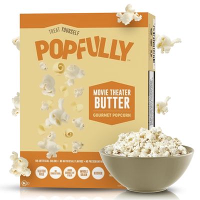 POPFULLY Movie Theatre Butter Popcorn Fully Pops, Sharing Bags, Buttery Flavor, Big Pop, Micro Popcorn Bags, 3-Pack