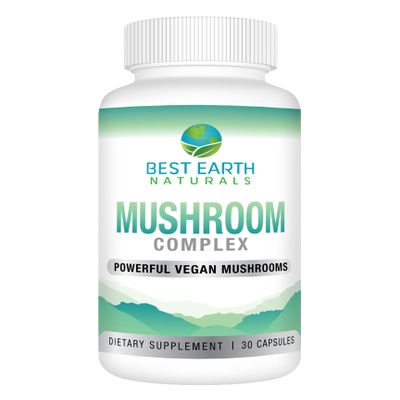 Best Earth Naturals Vegan Mushroom Complex Supplement for Energy, Clarity & Cognitive - Immune Support w/Lion's Mane, Reishi, Chaga, Maitake & Shiitake 30 Day Supply (30 Capsules)