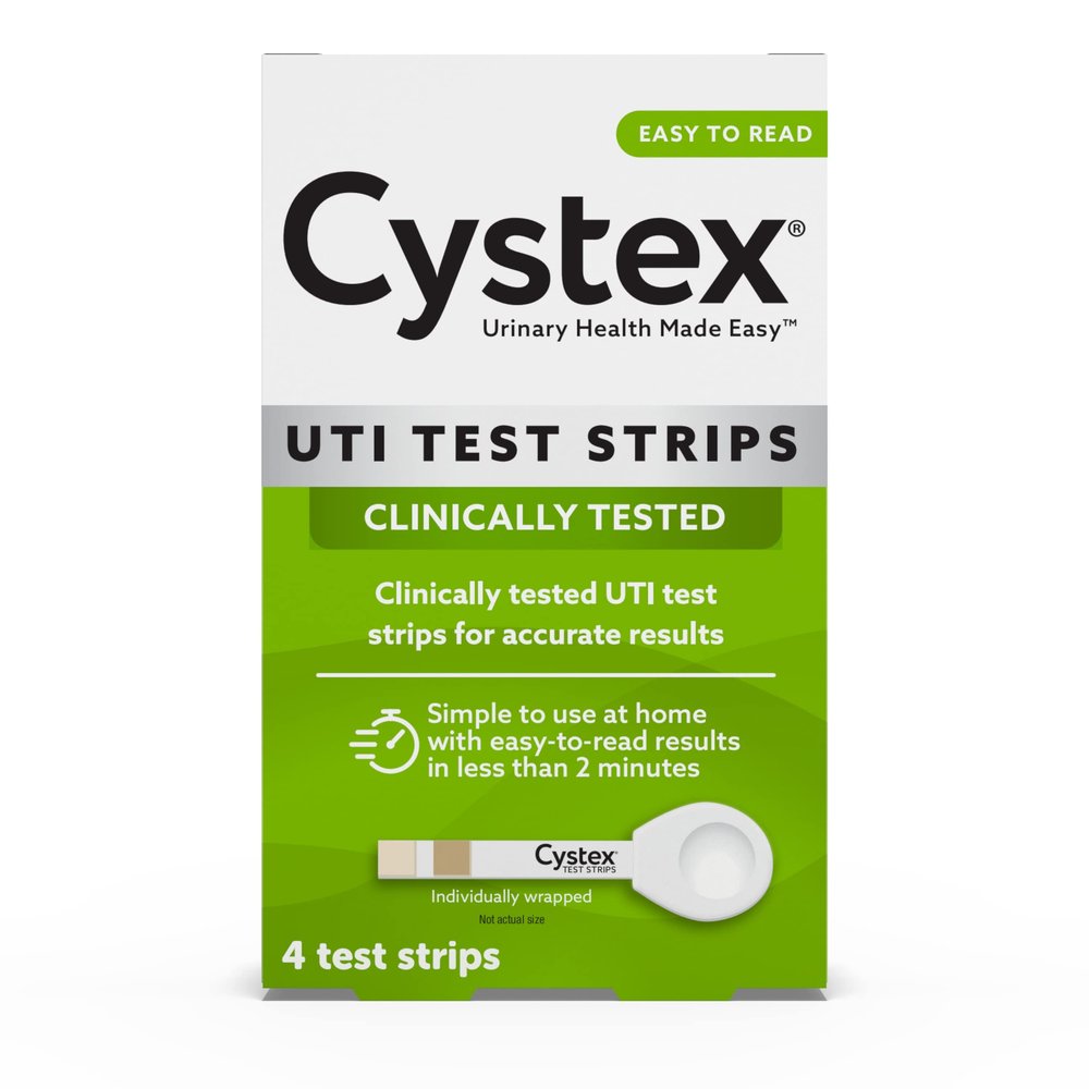Cystex UTI Test Strips for Women & Men - At-Home Urinary Tract Infection Test with Fast, Accurate Results in 2 Minutes - Easy to Use - 4-Count