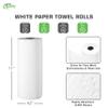 EcoQuality 2-Ply White Kitchen Perforated Paper Towel Rolls - Easy Tear, Strong, Individually Wrapped USA MADE - Household Roll Towel Paper - Multi-Surface, Cleaning, Kitchen, Bathroom, Office (6) view 3