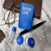 Contact Lens Case Kit, Cute Color Book Fox Contact Lens case with remover tool, Portable contact lens travel storage kit with mirror, container, tweezer, holder (Blue) view 2