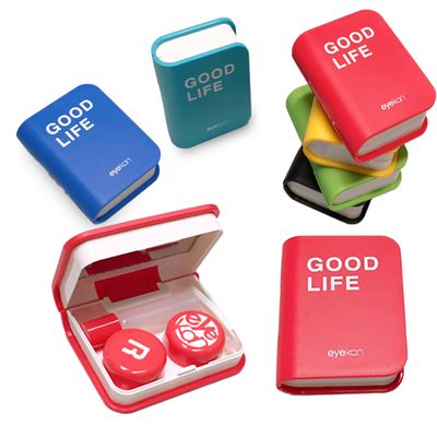The Mujen Contact Lens Case Kit, Cute Color Book Fox Contact Lens case with remover tool, Portable contact lens travel storage kit with mirror, container, tweezer, holder (Red)