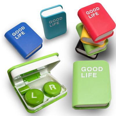 The Mujen Contact Lens Case Kit, Cute Color Book Fox Contact Lens case with remover tool, Portable contact lens travel storage kit with mirror, container, tweezer, holder (Green)