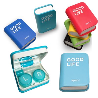 Contact Lens Case Kit, Cute Color Book Fox Contact Lens case with remover tool, Portable contact lens travel storage kit with mirror, container, tweezer, holder (Sky Blue)