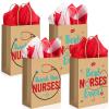 30 Pcs Thank You Nurses Bags Best Nurses Ever Bags Kraft Paper 30 Pcs Tissue Papers Goody Bags Treat Bags Present Bags for Healthcare Nurse Appreciation Week Thanks Supplies, 8.6 x 6.3 x 3.15 Inches view 1