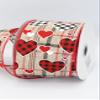 Heart Ribbon 2.5, Wired Valentine Ribbon, Red Satin with Buffalo Hearts, Mother Day, Ribbon for Favor Wrapping Wreaths Craft Prensent Wrapping Decorative Bow view 2