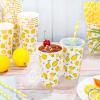 Tessco 150 Pieces/50 Sets Lemonade Cups with Lids and Paper Straws 16oz Disposable Iced Coffee Paper Cup Summer Citrus Cold Lemonade Stand Supplies for Fruit Party Beverages Drinks Juices view 3