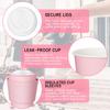 Patelai 48 Pcs 12 oz Disposable Coffee Cups with Lids and Sleeves Bulk, Insulated Hot Chocolate Paper Cup for Hot and Cold Beverage Water Juice Cocoa Tea Party Restaurants Travel Supplies (Pink) view 3