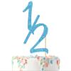 1/2 Half Cake Topper for Baby's 6 Months Birthday Party Decorations, Happy 1/2 Birthday Anniversary Baby Shower Party Supplies, Blue Glitter. view 1