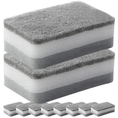 10pcs Kitchen Cleaning Sponges Multi Scrubber for Efficient Dishwashing Grey Strong Cleaning Sponge for Kitchenware Household