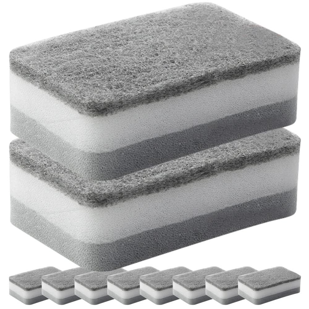 10pcs Kitchen Cleaning Sponges Multi Scrubber for Efficient Dishwashing Grey Strong Cleaning Sponge for Kitchenware Household