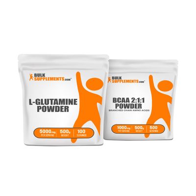 BulkSupplements L-Glutamine 500g + BCAA 2:1:1 500g Bundle