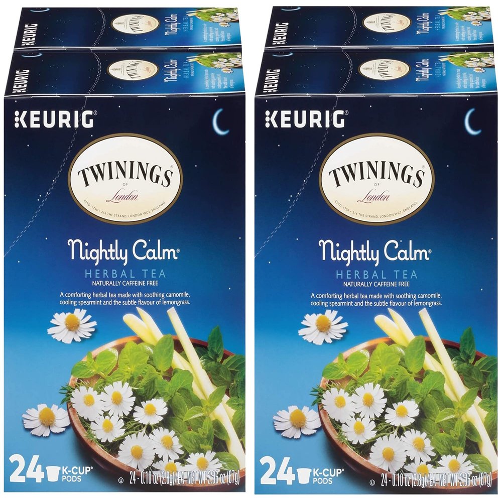 Twinings Nightly Calm Herbal Tea, Naturally Caffeine Free, Single Serve K-Cup Pods for Keurig, 24 Count (Pack of 4)
