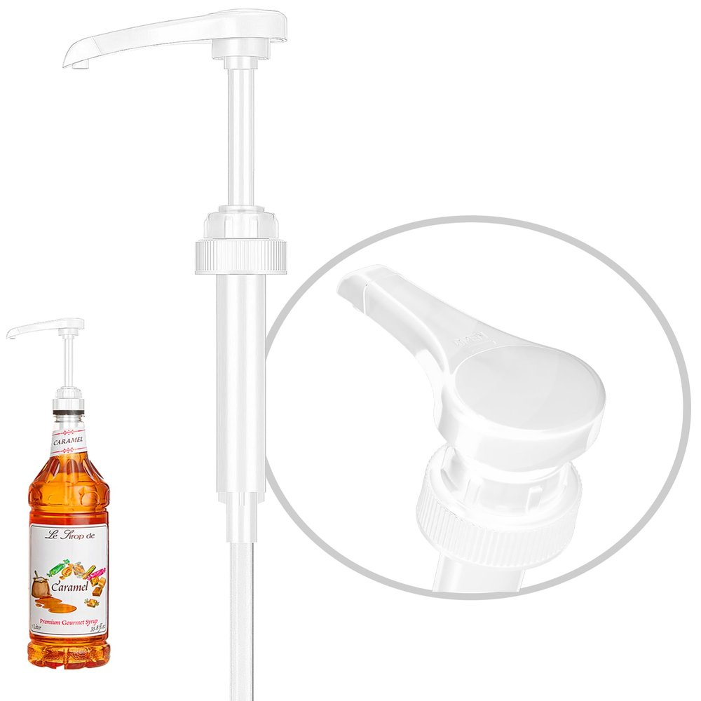 1-Pack White Syrup Pump  Fits 1Litter Coffee Syrup Bottles  Reusable Dispenser for Flavored Coffee, Tea, Cocktails & Beverages  Portion Control Pump for Home or Caf Use