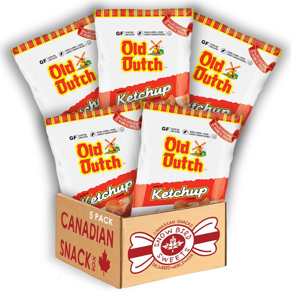 Over 2lbs of Old Dutch Ketchup chips| Ketchup Chips Canadian | Canadian Snacks | Canadian Gift - by Snowbird Sweets, Pack of 5 , 8.0 ounces