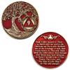 1 to 50 Year Twisted Tree of Life Sobriety Coin - Gold Plated AA Chips & Medallions - 9 Year Sobriety Coin - Red view 3