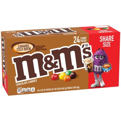 M&MS Caramel Chocolate Candy, Full Size 2.83 Oz Bags, Bulk Candy Chocolate Pack of 24