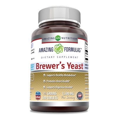 Amazing Formulas Brewers Yeast 1500mg Per Serving 500 Tablets Supplement | Non-GMO | Gluten Free | Made in USA