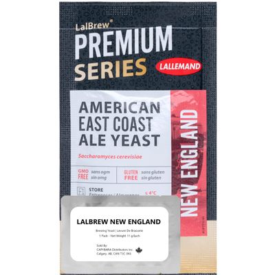 LalBrew New England Brewing Yeast (1 Pack) - American Ale Yeast - Make Beer At Home - 11 g Sachets - Saccharomyces cerevisiae - Sold by CAPYBARA Distributors Inc.