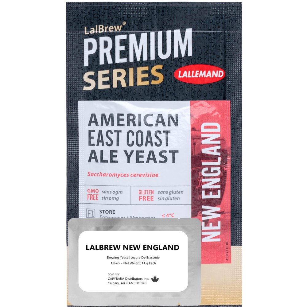 LalBrew New England Brewing Yeast (1 Pack) - American Ale Yeast - Make Beer At Home - 11 g Sachets - Saccharomyces cerevisiae - Sold by CAPYBARA Distributors Inc.