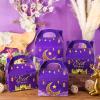 TaoBary 24 Pack Ramadan Treat Boxes Eid Mubarak Gift Boxes Mosque Star Moon Lantern Party Favor with Handle Bulk Ramadan Goodie Candy Bag for Eid Al Fitr Packages Supplies(Purple) view 3