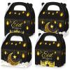 TaoBary 24 Pack Ramadan Treat Boxes Eid Mubarak Gift Boxes Mosque Star Moon Lantern Party Favor with Handle Bulk Ramadan Goodie Candy Bag for Eid Al Fitr Packages Supplies(Black Gold) view 1