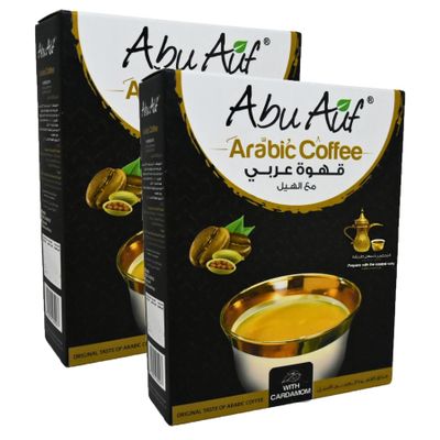 Abu Auf Abuauf Arabic Coffee With Cardamom Oriental Original Turkish Cafe Arabia Premium Ground Arabica (2 Pack = 7.05 oz / 200 gm)      