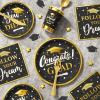 Ecomore Graduation Decoration Class of 2025, 175PCS Graduation Party Supplies Disposable Dinnerware(Serve 25) with Paper Plates Cup Napkin Fork Knife Spoon College High School Grad Decor(Black & Gold) view 4