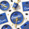 Ecomore Graduation Decorations Class of 2025, 175PCS Graduation Party Supplies Disposable Dinnerware(Serve 25) with Paper Plates Cup Napkin Fork Knife Spoon College High School Grad Decor(Blue & Gold) view 3